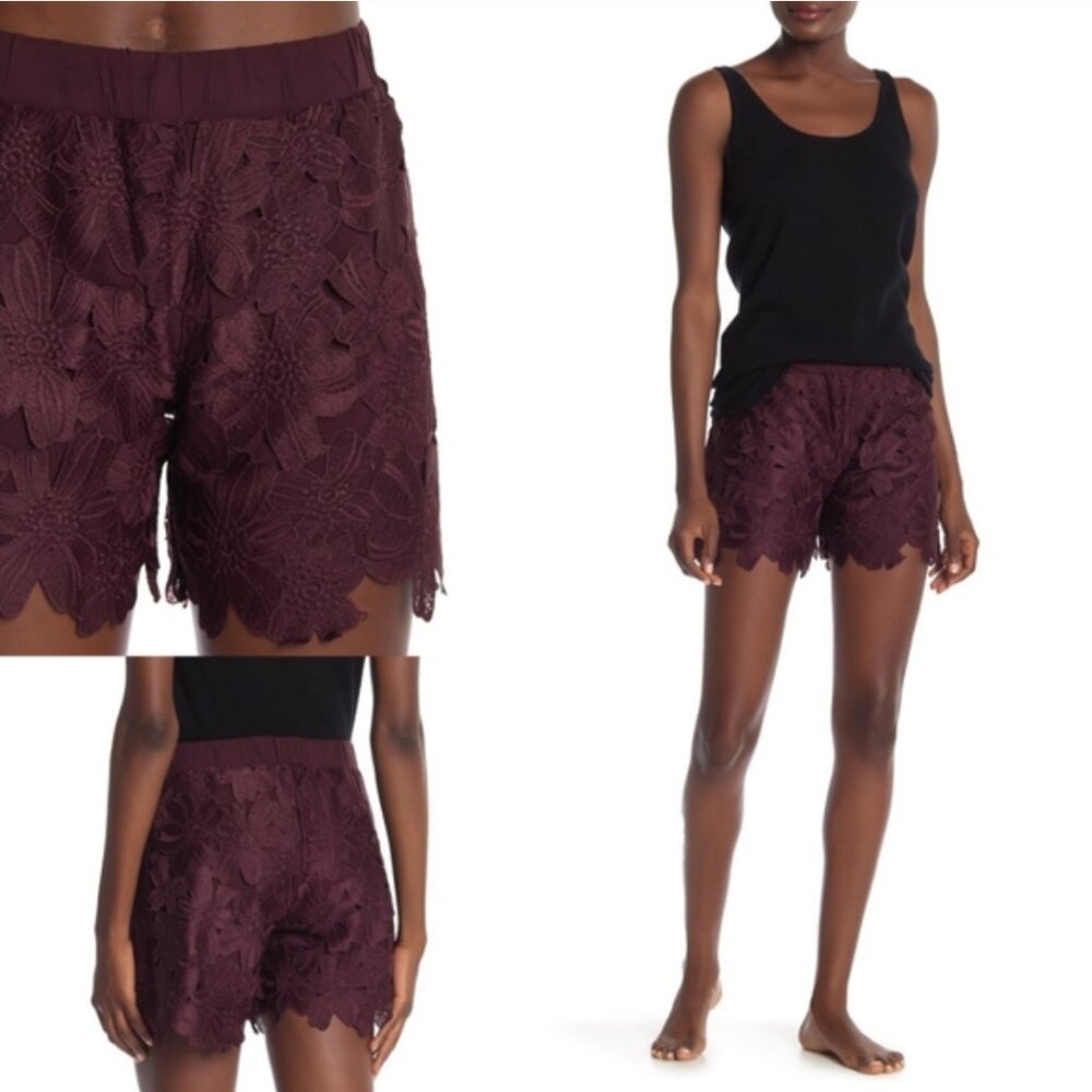 UGG Anette Crochet Floral Shorts Black Cherry